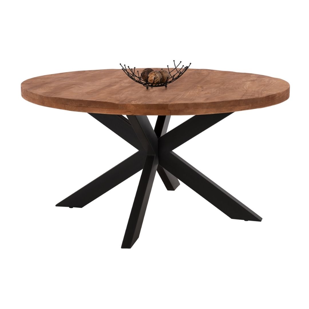 ΤΡΑΠΕΖΙ ΣΤΡΟΓΓΥΛΟ LEVINHO ΜΑΣΙΦ ΞΥΛΟ MANGO Φ150x78Υ εκ. - Image 2