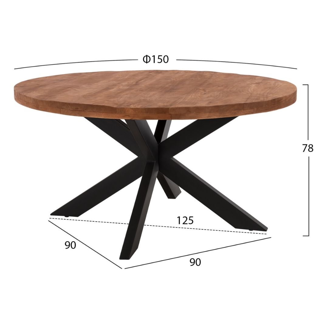 ΤΡΑΠΕΖΙ ΣΤΡΟΓΓΥΛΟ LEVINHO ΜΑΣΙΦ ΞΥΛΟ MANGO Φ150x78Υ εκ. - Image 3