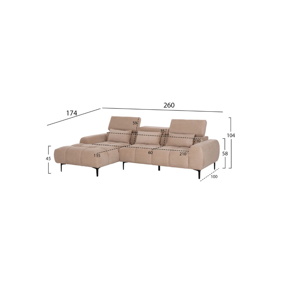 ΚΑΝΑΠΕΣ ΑΡΙΣΤΕΡΗ ΓΩΝΙΑ DIVYA beige - Image 3