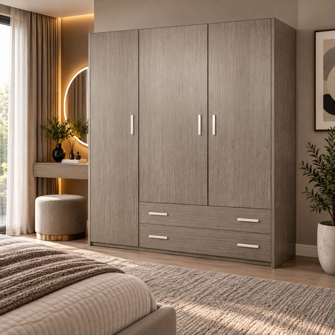 Τρίφυλλη Ντουλάπα 150×180×60 εκ. Σταχτί