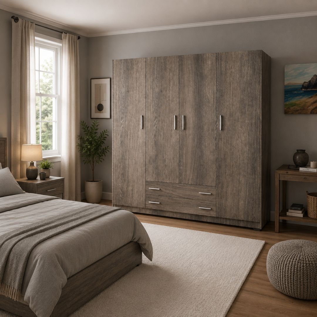 Ντουλάπα τετράφυλλη 200x180x60 Σταχτί